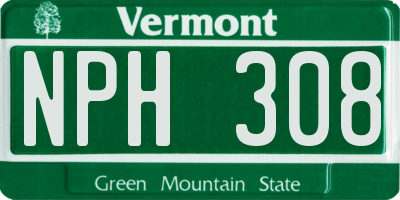 VT license plate NPH308