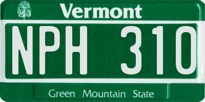 VT license plate NPH310