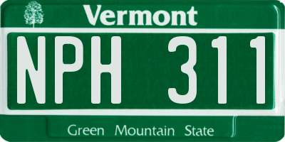 VT license plate NPH311