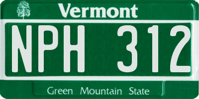 VT license plate NPH312