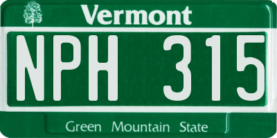 VT license plate NPH315