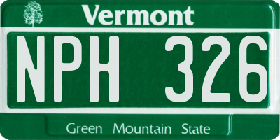VT license plate NPH326