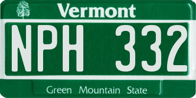 VT license plate NPH332