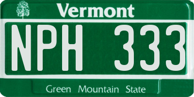 VT license plate NPH333