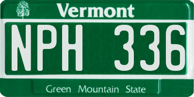 VT license plate NPH336