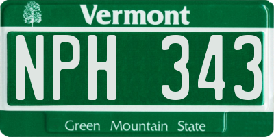 VT license plate NPH343