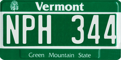 VT license plate NPH344