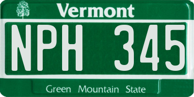 VT license plate NPH345