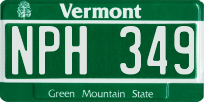 VT license plate NPH349