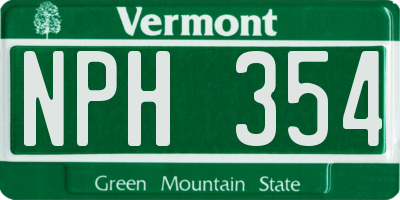 VT license plate NPH354