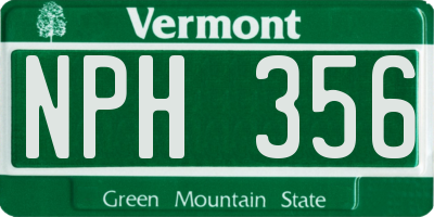 VT license plate NPH356