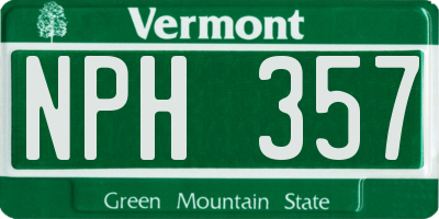 VT license plate NPH357