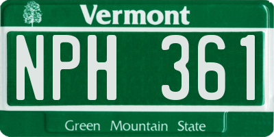 VT license plate NPH361
