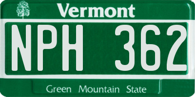 VT license plate NPH362