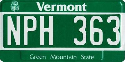VT license plate NPH363