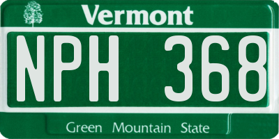 VT license plate NPH368