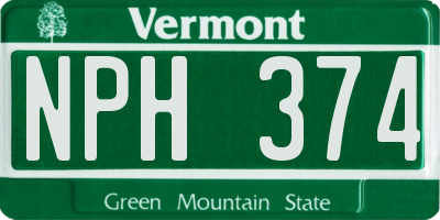 VT license plate NPH374