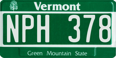 VT license plate NPH378