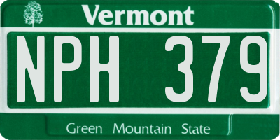 VT license plate NPH379