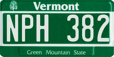 VT license plate NPH382