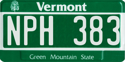 VT license plate NPH383