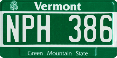 VT license plate NPH386