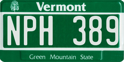 VT license plate NPH389