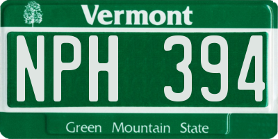 VT license plate NPH394