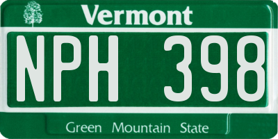 VT license plate NPH398