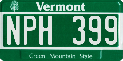 VT license plate NPH399
