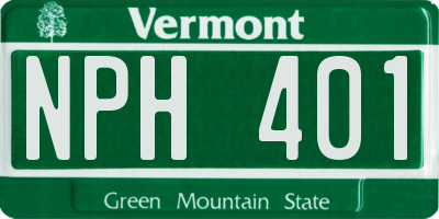 VT license plate NPH401