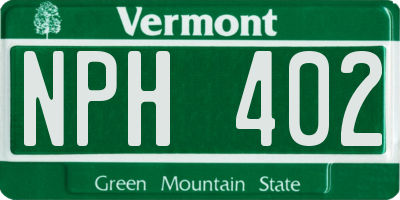 VT license plate NPH402