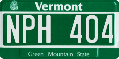 VT license plate NPH404