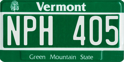 VT license plate NPH405