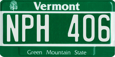 VT license plate NPH406