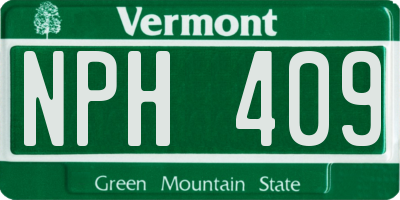 VT license plate NPH409