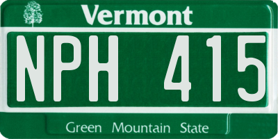 VT license plate NPH415
