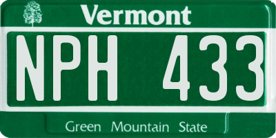 VT license plate NPH433