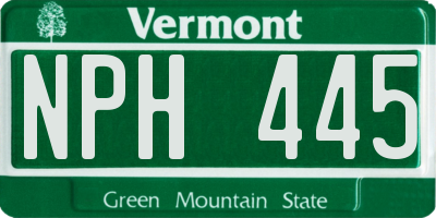 VT license plate NPH445