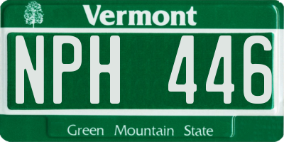 VT license plate NPH446