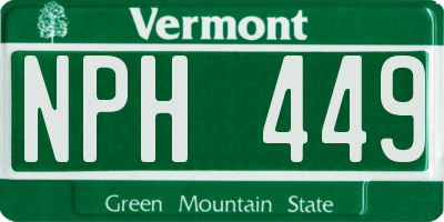 VT license plate NPH449