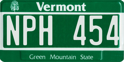 VT license plate NPH454