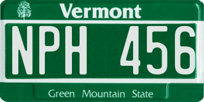 VT license plate NPH456