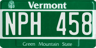 VT license plate NPH458