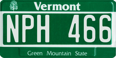 VT license plate NPH466