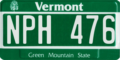 VT license plate NPH476