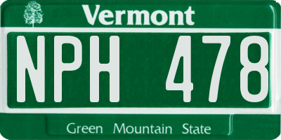 VT license plate NPH478