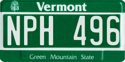 VT license plate NPH496