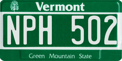 VT license plate NPH502
