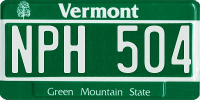 VT license plate NPH504